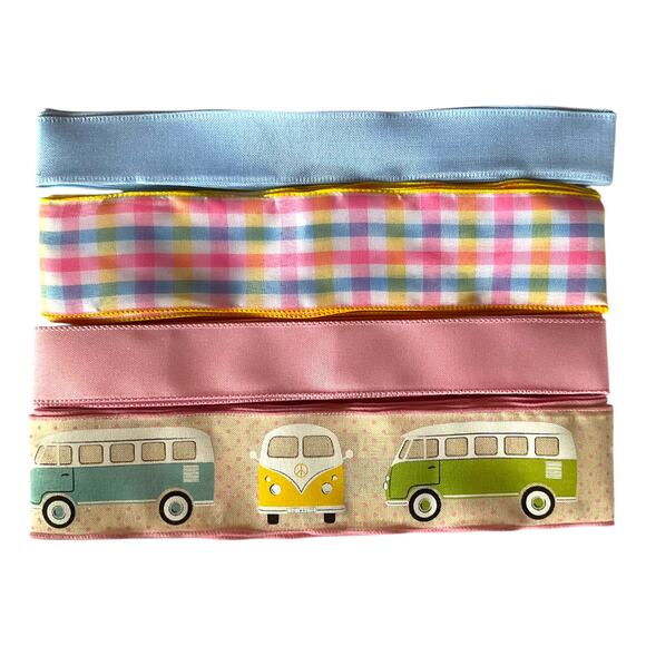 DIY Easter Volkswagen Van Wreath Making Kit, Spring Sign Ribbon Bundle Set - Picture 3 of 5